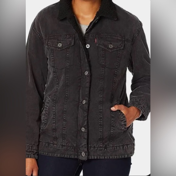 Women’s Levi’s Sherpa Lined Trucker Jacket Denim Jean Coat - Picture 11 of 12